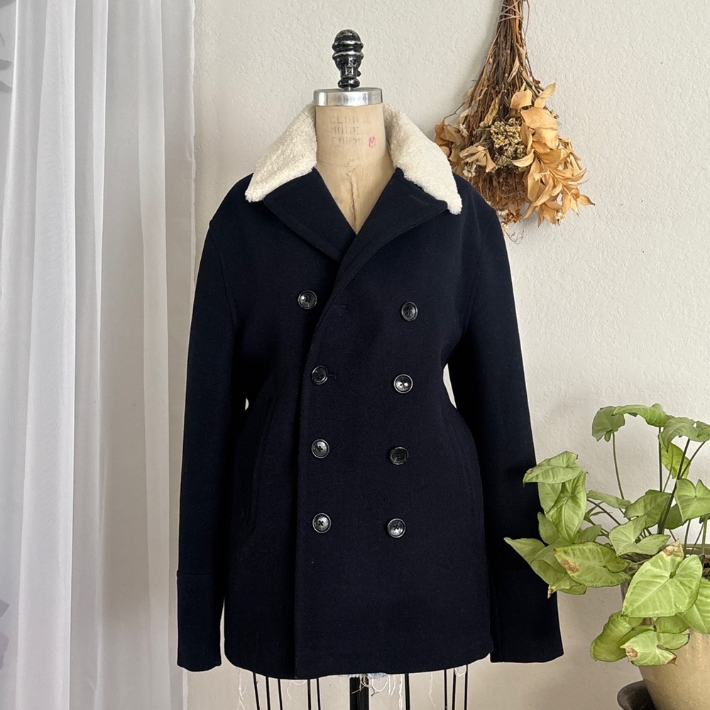 Michael Kors Wool Navy Peacoat Soft White Collar